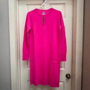 NEW! J. Crew (19” across) 100% cashmere classic crewneck dress in hot pink